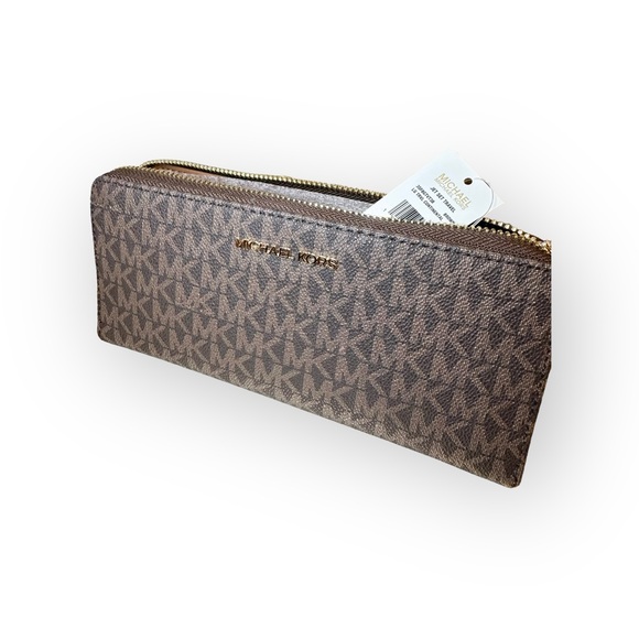Michael Kors Jet Set Travel Large Brown Monogram Continental Wallet NWT - Picture 11 of 12
